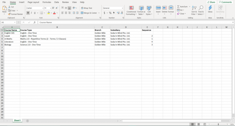 Course Name Reports in Excel-3