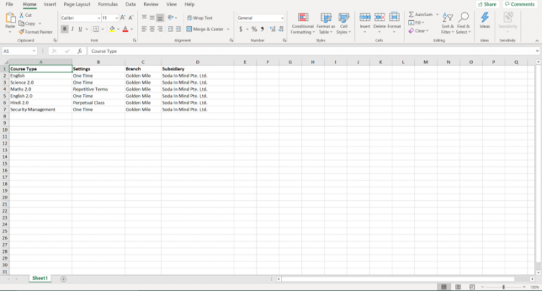 Course Type Reports in Excel-3