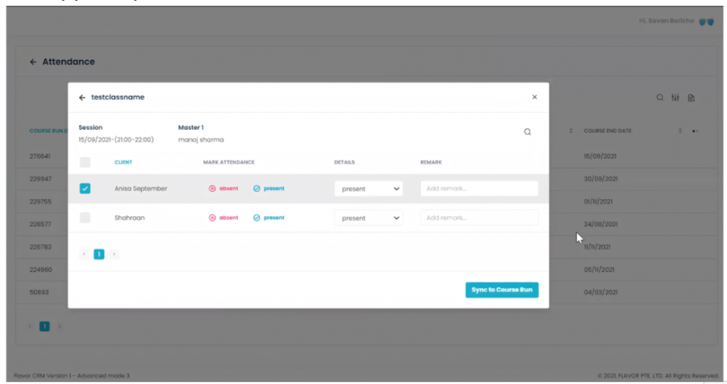 How to submit attendance data to the SSG TP gateway? - Flavor