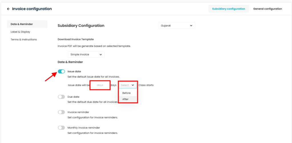 How to do settings to configure Invoice issue date? - Flavor